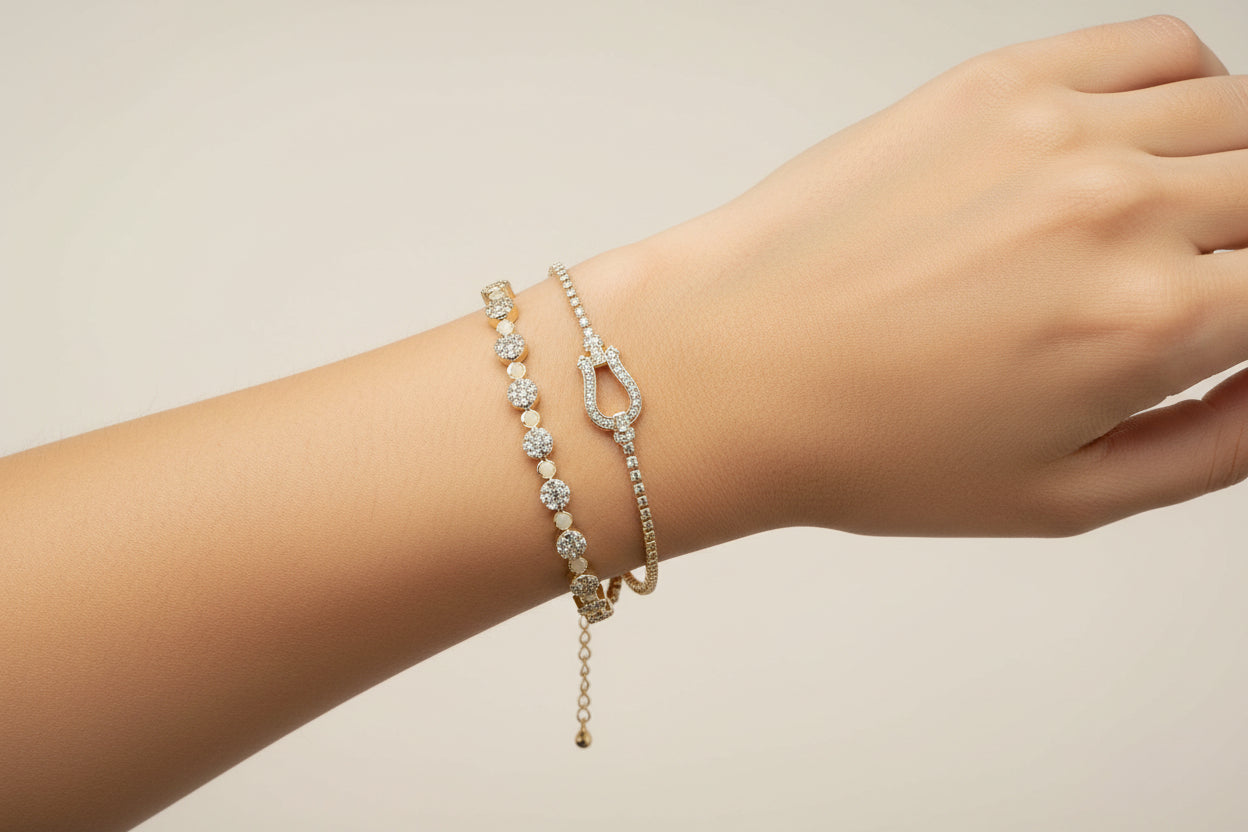 Eternal Clasp Bracelet | Gold Crystal Link Bracelet - Aurensa Jewelry