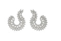 Laurel Arc Earrings | Silver Crystal Leaf Crescent Earrings - Aurensa Jewelry