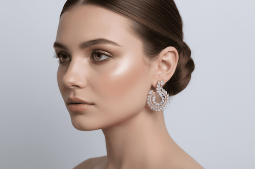 Laurel Arc Earrings|Gold Crystal Leaf Crescent Earrings - Aurensa Jewelry