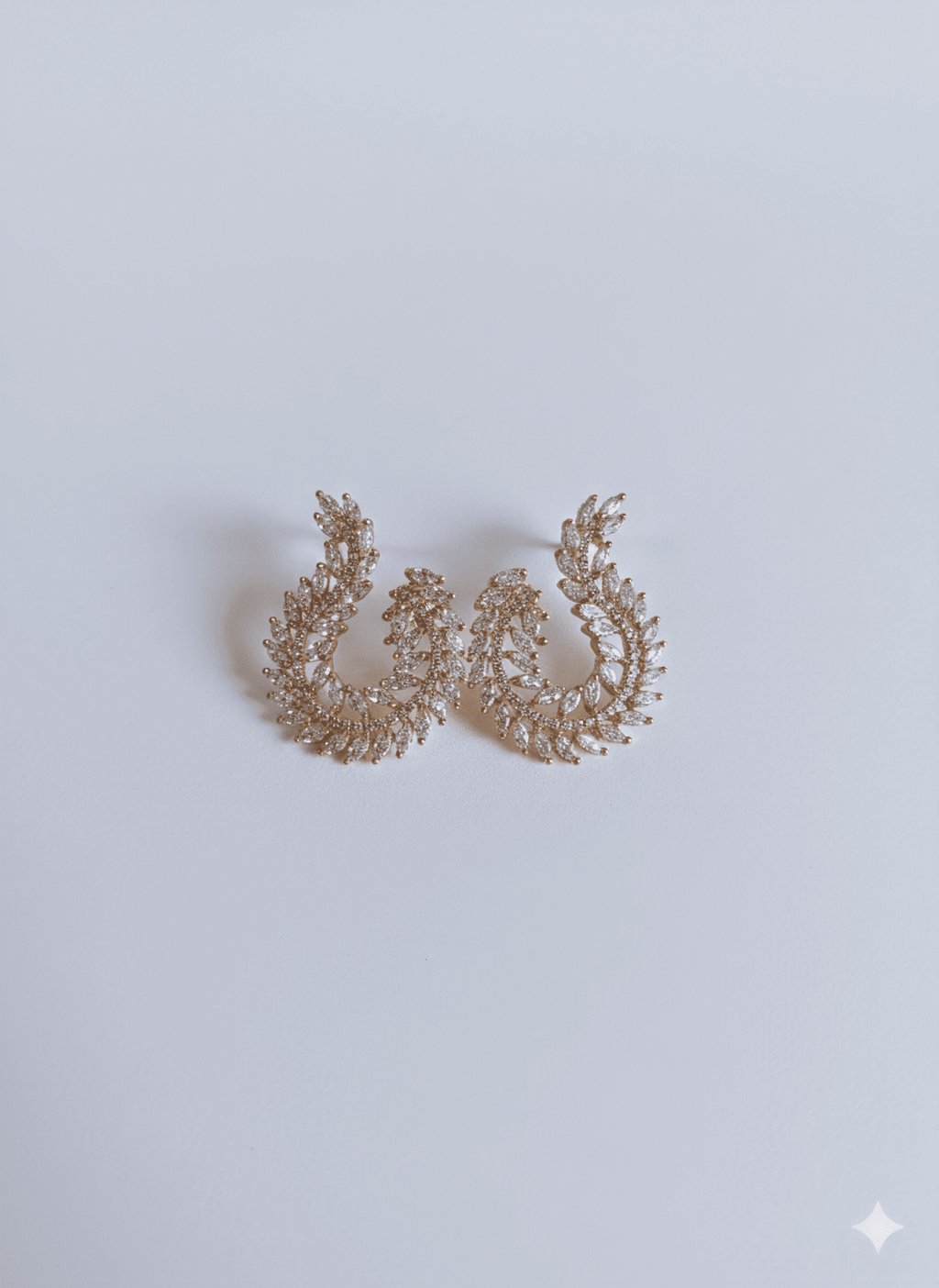 Laurel Arc Earrings|Gold Crystal Leaf Crescent Earrings - Aurensa Jewelry
